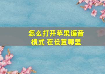 怎么打开苹果语音模式 在设置哪里